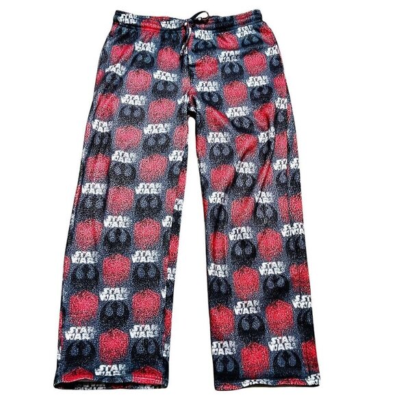 Disney Star Wars Pajama Pants Mens Size L Black Red White Knubby Sleep - Picture 1 of 4
